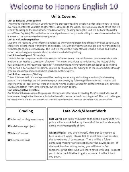 Units Covered Unit 1: Risk and Consequence This introduction unit will walk you through the process of reading closely in order to learn how to relate.