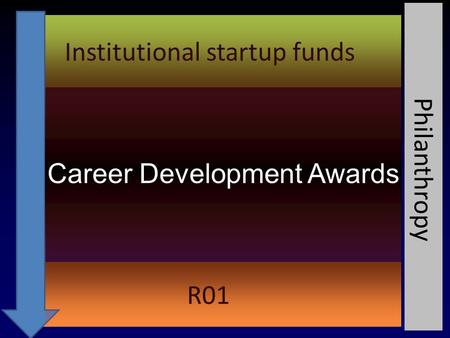 Institutional startup funds R01 Philanthropy Career Development Awards.