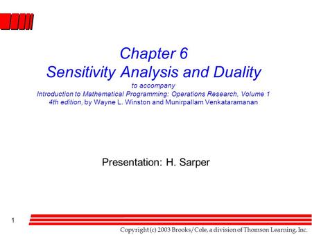 Presentation: H. Sarper