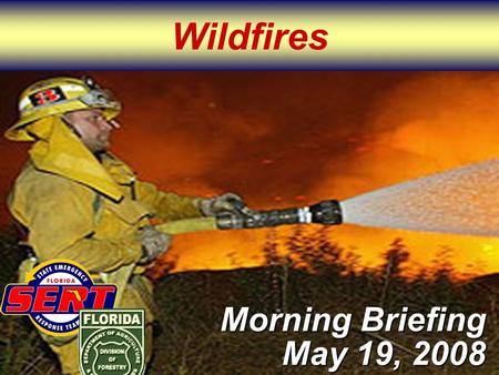 Wildfires Morning Briefing May 19, 2008. Please move conversations into ESF rooms and busy out all phones. Thanks for your cooperation. Silence All Phones.