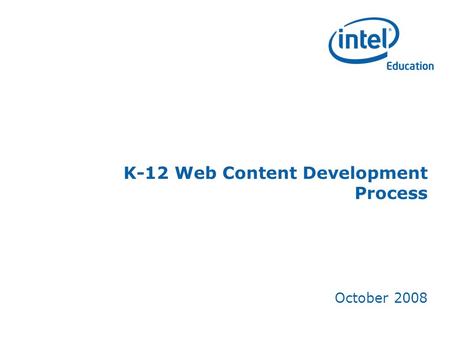 K-12 Web Content Development Process