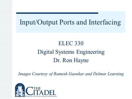 Input/Output Ports and Interfacing