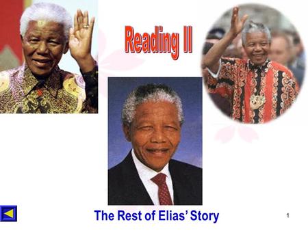 1 The Rest of Elias’ Story. 2 Scan the text in two minutes and answer the following two questions: (1)What did Elias do when he was in prison? (2) Finally,what.