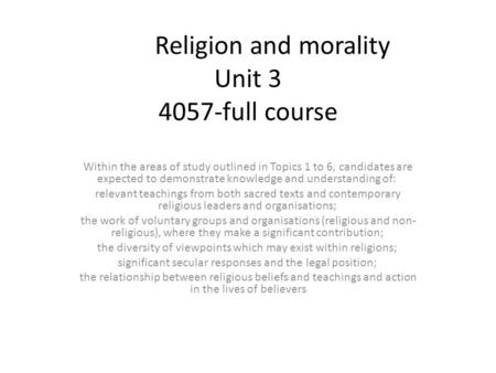 Religion and morality Unit full course