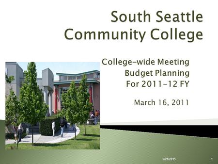 College-wide Meeting Budget Planning For 2011-12 FY March 16, 2011 9/21/20151.