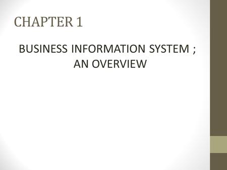 CHAPTER 1 BUSINESS INFORMATION SYSTEM ; AN OVERVIEW.