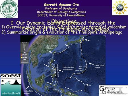 Garrett Apuzen-Ito Professor of Geophysics Department of Geology & Geophysics SOEST, University of Hawaii-Manoa I. Our Dynamic Earth Expressed through.