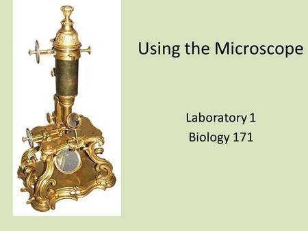 Using the Microscope Laboratory 1 Biology 171. What did the invention of the microscope enable? DUH…. to look at tiny stuff Individual cells could be.