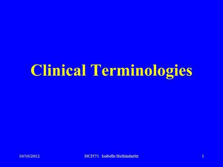 Clinical Terminologies