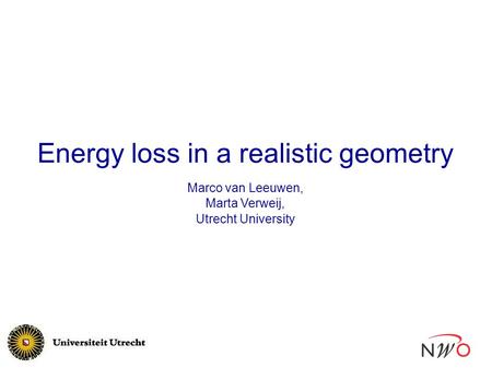 Marco van Leeuwen, Marta Verweij, Utrecht University Energy loss in a realistic geometry.