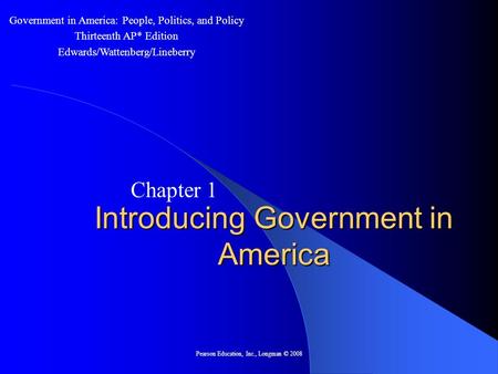 Introducing Government in America