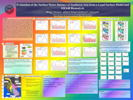 Evaluation of the Surface Water Balance of Southeast Asia from a Land Surface Model and ERA40 Reanalysis Mergia Y. Sonessa 1, Jeffrey E. Richey 2 and Dennis.