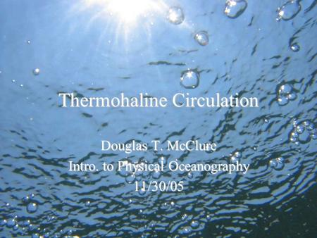 Thermohaline Circulation