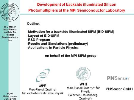 Outline: Motivation for a backside illuminated SiPM (BID-SiPM)