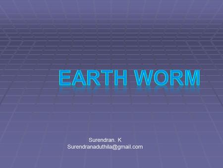 EARTH WORM Surendran. K Surendranaduthila@gmail.com.