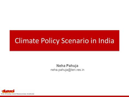 Climate Policy Scenario in India