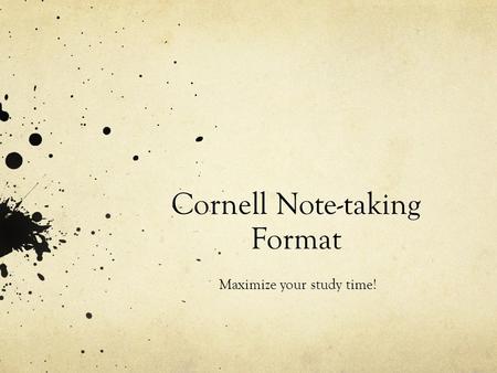 Cornell Note-taking Format