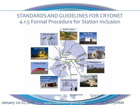 STANDARDS AND GUIDELINES FOR CRYONET 4.1.5 Formal Procedure for Station Inclusion January 20-22, 2014 GCW-CryoNet.