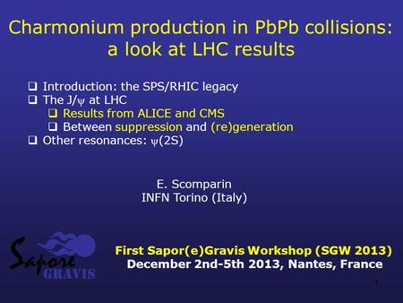 Charmonium production in PbPb collisions: a look at LHC results 1  Introduction: the SPS/RHIC legacy  The J/ at LHC  Results from ALICE and CMS  Between.