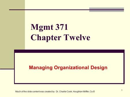Managing Organizational Design
