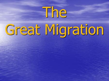 The Great Migration. The movement of 1.6 million African Americans out of the rural Southern United States to the urban Northeast, Midwest, and West between.