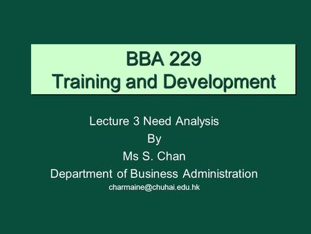 BBA 229 Training and Development