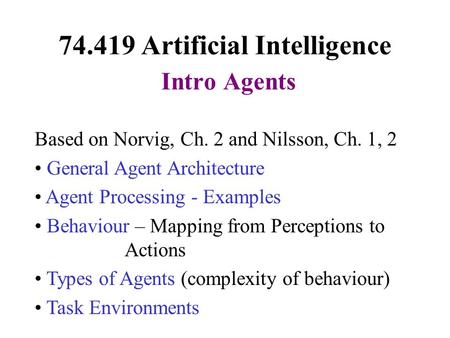 Artificial Intelligence Intro Agents