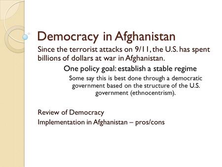 Democracy in Afghanistan