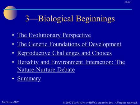 3—Biological Beginnings