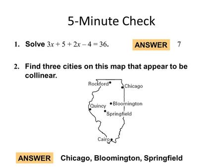 5-Minute Check. 1.3 Use Midpoints & Distance Formulas  Students will analyze segments and determine lengths in the coordinate plane.  Why? So you can.