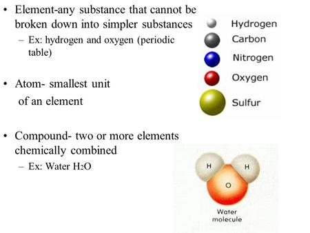 Compound- two or more elements chemically combined