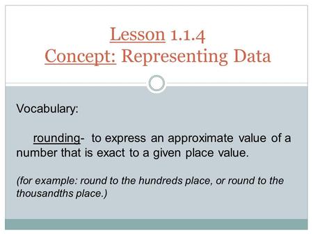 Lesson Concept: Representing Data