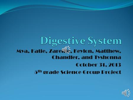 Mya, Katie, Zareille, Keylon, Matthew, Chandler, and Tyshonna October 31, 2013 5 th grade Science Group Project.