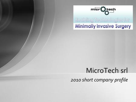 2010 short company profile MicroTech srl. Who we are: –MicroTech S.r.l. is a spin-off company of Scuola Superiore Sant’Anna of Pisa founded in 2000 –Capital.