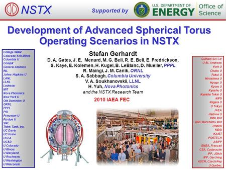 Development of Advanced Spherical Torus Operating Scenarios in NSTX Stefan Gerhardt D. A. Gates, J. E. Menard, M. G. Bell, R. E. Bell, E. Fredrickson,