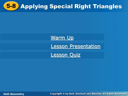 Applying Special Right Triangles