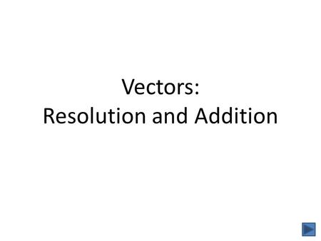 Vectors: Resolution and Addition