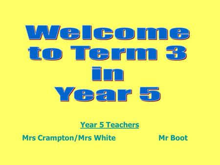 Year 5 Teachers Mrs Crampton/Mrs White Mr Boot. Year 5 Curriculum Coverage Literacy Physical Education Maths Religious Education SciencePSHCE ICTFrench.