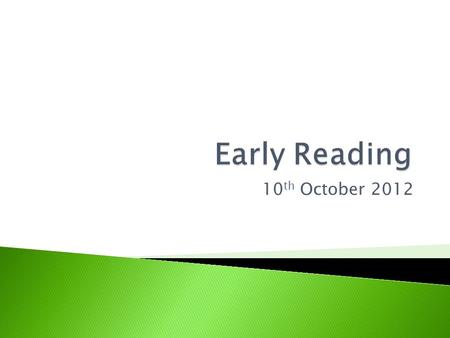 10 th October 2012.  How we teach children to read  Is reading just about decoding?  Hearing reading in school  How you can help  Common concerns.