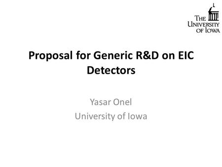 Proposal for Generic R&D on EIC Detectors Yasar Onel University of Iowa.