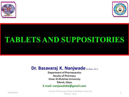 TABLETS AND SUPPOSITORIES