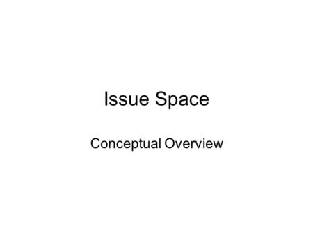 Issue Space Conceptual Overview. The Issue Can be posed as a question Should Creationism be taught in public schools? Should the US military pull out.