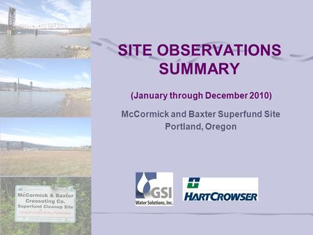 SITE OBSERVATIONS SUMMARY (January through December 2010) McCormick and Baxter Superfund Site Portland, Oregon.