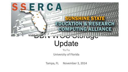 DDN WOS Storage Update Yu Fu University of Florida Tampa, FL November 3, 2014.