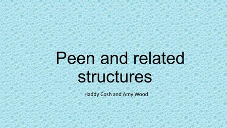 Peen and related structures Haddy Cosh and Amy Wood.