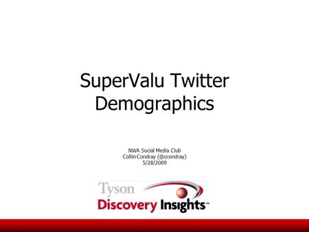 SuperValu Twitter Demographics NWA Social Media Club Collin Condray 5/28/2009.