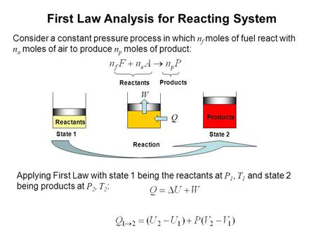 First Law Analysis for Reacting System