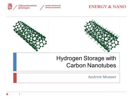 1 Hydrogen Storage with Carbon Nanotubes Andrew Musser.