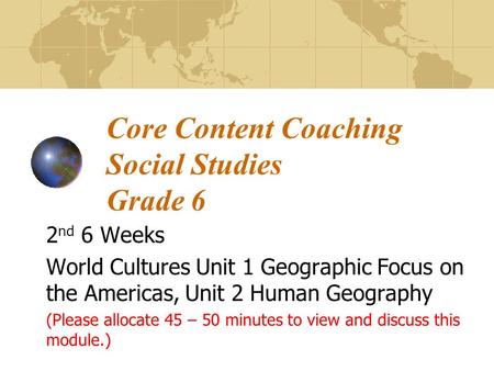 Core Content Coaching Social Studies Grade 6