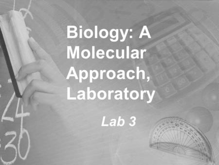 Biology: A Molecular Approach, Laboratory Lab 3. Today’s Plan Business Mosquito Trapping Scientific Writeups Lab Math.